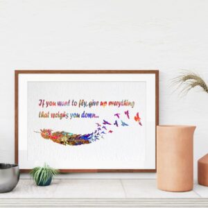 Dignovel Studios 8X10 Unframed Feather Motivational Inspirational Inspiring Quotes Watercolor Art Print Poster Home Decor DN505