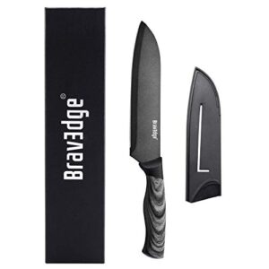 Professional Chef's Knife, 8 Inch High Carbon Stainless Steel Japanese Kitchen Knife, Ultra Sharp Utility Knife with Ergonomic Handle and Gift Box for Family and Restaurant - Black Matt