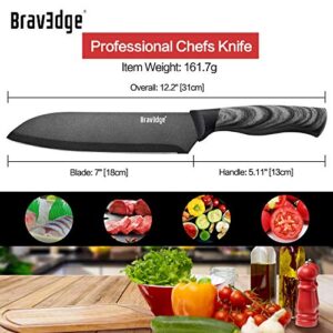 Professional Chef's Knife, 8 Inch High Carbon Stainless Steel Japanese Kitchen Knife, Ultra Sharp Utility Knife with Ergonomic Handle and Gift Box for Family and Restaurant - Black Matt