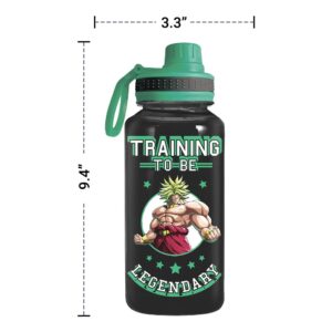 JUST FUNKY Dragon Ball Super Saiyan Goku Water Bottle w/Sporty Green Cap [BLACK 32oz] Hydro Tumbler Flask, Anime Plastic Water Bottle (OFFICIALLY LICENSED)