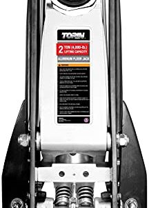 Torin TAM820010L Hydraulic Low Profile Aluminum Racing Floor Jack with Dual Piston Quick Lift Pump, 2 Ton (4,000 lb) Capacity, Black