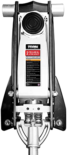 Torin TAM820010L Hydraulic Low Profile Aluminum Racing Floor Jack with Dual Piston Quick Lift Pump, 2 Ton (4,000 lb) Capacity, Black