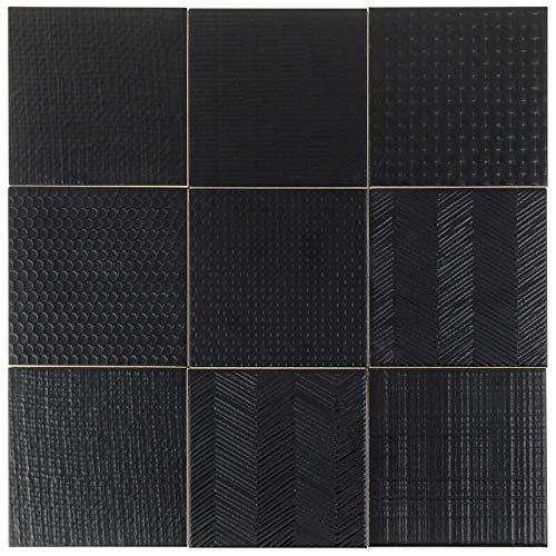 Oakland Decor Black 6 in. x 6 in. 7mm Matte Porcelain Floor and Wall Tile (44 Pieces 10.76 sq. ft. / Box)