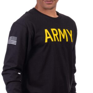 Ann Arbor T-shirt Co. Army PT Style Shirt | U.S. Military Physical Training Workout Long Sleeve T-Shirt, Black- S