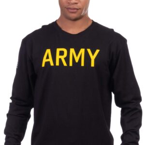 Ann Arbor T-shirt Co. Army PT Style Shirt | U.S. Military Physical Training Workout Long Sleeve T-Shirt, Black- S