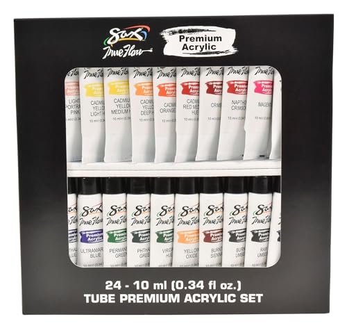 Paint Acrylic 0.34 OZ Tube SAX True Flow Set of 24