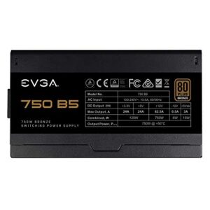 EVGA 750 B5, 80 Plus BRONZE 750W, Fully Modular, EVGA ECO Mode, 5 Year Warranty, Compact 150mm Size, Power Supply 220-B5-0750-V1