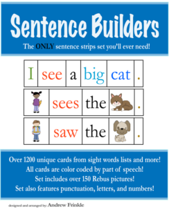 sentence strips - over 1200 words all parts of speech rebus pictures and more!