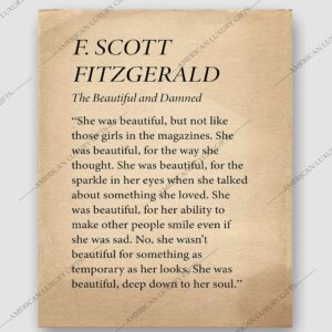 F. Scott Fitzgerald Quotes - "The Beautiful and Damned" Motivational Quote Wall Decor, Religious Wall Decor, Decorations for Home, Wall Art for Living Room, Wall Art Scripture, Unframed - 8x10