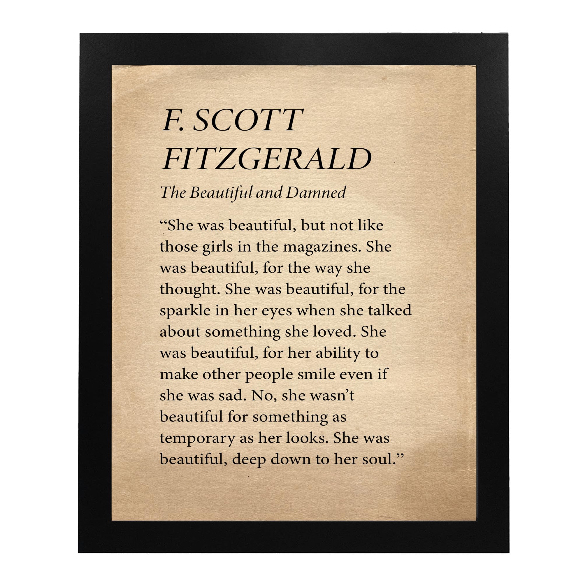 F. Scott Fitzgerald Quotes - "The Beautiful and Damned" Motivational Quote Wall Decor, Religious Wall Decor, Decorations for Home, Wall Art for Living Room, Wall Art Scripture, Unframed - 8x10