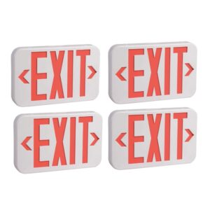 amazoncommercial led emergency exit sign, ul certified, 4-pack, double face exit with battery backup"