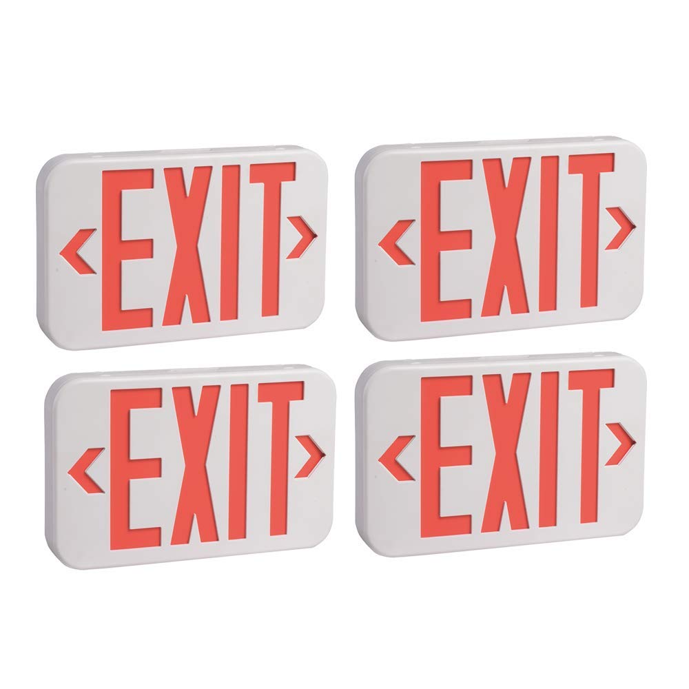 AmazonCommercial LED Emergency Exit Sign, UL Certified, 4-Pack, Double Face Exit with Battery Backup"