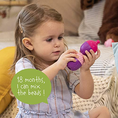 Lalaboom 28 Piece Baby Toddler Beads – Montessori Educational Shape and Color STEM Construction Toy 10 Months to 3 Years - BL230, Multicolor