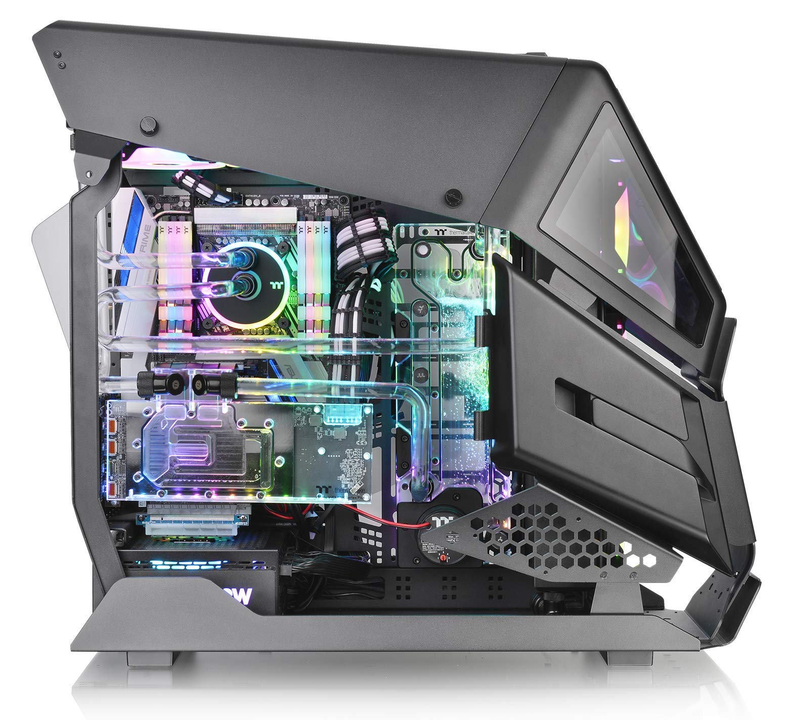 Thermaltake AH T600 Helicopter Styled Open Frame Tempered Glass Swing Door E-ATX Full Tower Case CA-1Q4-00M1WN-00