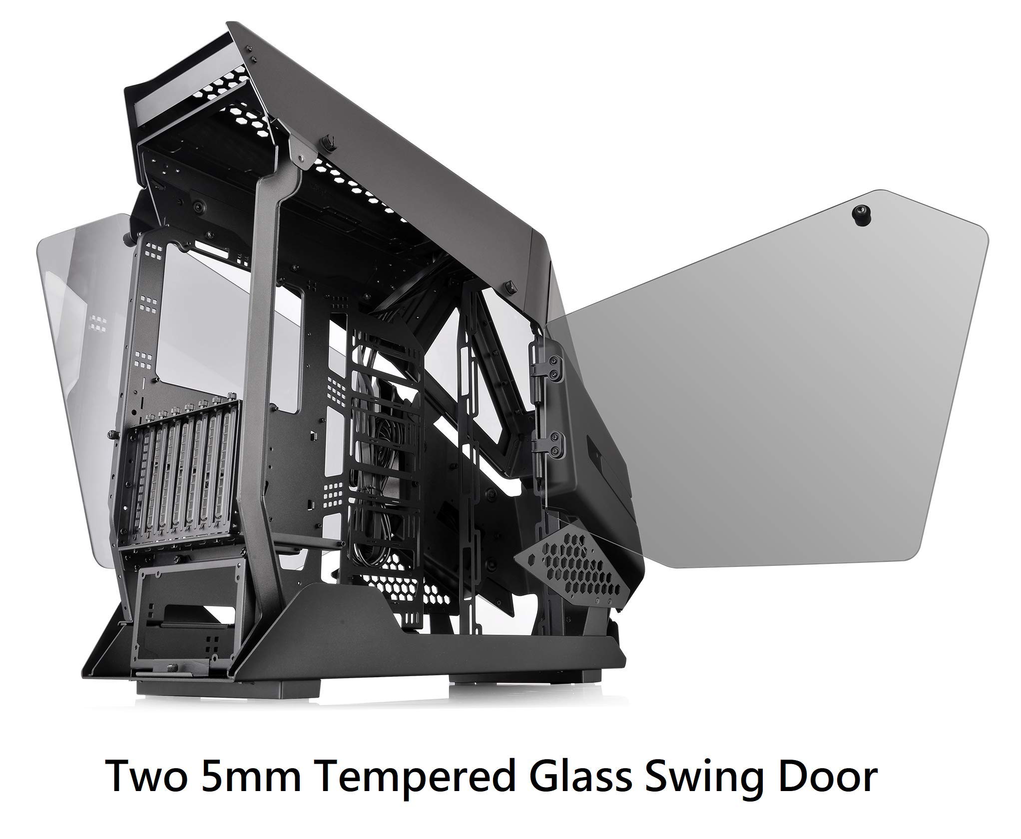 Thermaltake AH T600 Helicopter Styled Open Frame Tempered Glass Swing Door E-ATX Full Tower Case CA-1Q4-00M1WN-00