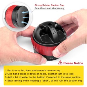 Knife Sharpener with Non-Slip Suction Cup, Hand-Free 2-Stage Professional Kitchen Knife Sharpener, Best Knife Sharpening Tool for Repair/Polish Straight Blade, Safe Easy to Use/Razor Sharp, Black