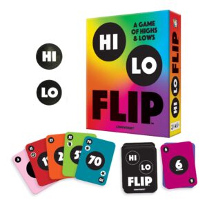 gamewright - hi lo flip - a card game of highs & lows, multicolor, 8 x 6.5 x 1.98 inches