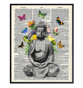 butterfly buddha dictionary wall art print - 8x10 photo, home decor, meditation room or yoga studio decoration - unique zen gift - unframed poster picture