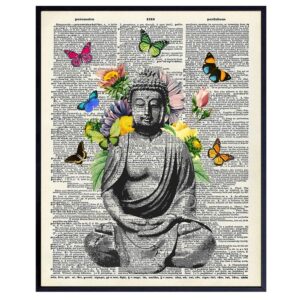 Butterfly Buddha Dictionary Wall Art Print - 8x10 Photo, Home Decor, Meditation Room or Yoga Studio Decoration - Unique Zen Gift - Unframed Poster Picture