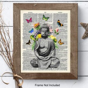 Butterfly Buddha Dictionary Wall Art Print - 8x10 Photo, Home Decor, Meditation Room or Yoga Studio Decoration - Unique Zen Gift - Unframed Poster Picture