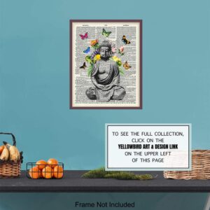 Butterfly Buddha Dictionary Wall Art Print - 8x10 Photo, Home Decor, Meditation Room or Yoga Studio Decoration - Unique Zen Gift - Unframed Poster Picture