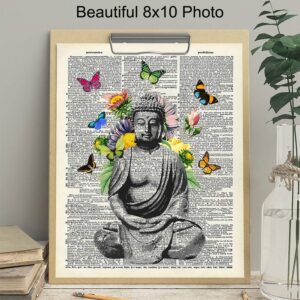 Butterfly Buddha Dictionary Wall Art Print - 8x10 Photo, Home Decor, Meditation Room or Yoga Studio Decoration - Unique Zen Gift - Unframed Poster Picture