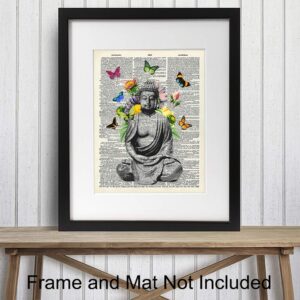 Butterfly Buddha Dictionary Wall Art Print - 8x10 Photo, Home Decor, Meditation Room or Yoga Studio Decoration - Unique Zen Gift - Unframed Poster Picture