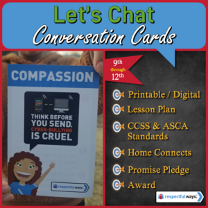 social emotional learning activities | distance learning | compassion | think before you send. cyber-bullying is cruel conversation cards | high school