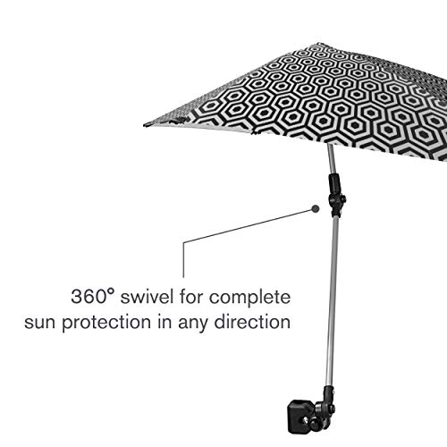 Sport-Brella Versa-Brella SPF 50+ Adjustable Umbrella with Universal Clamp, Regular, Black/White