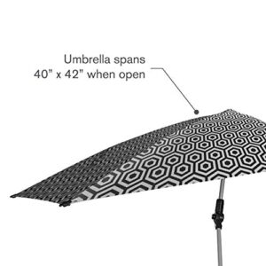 Sport-Brella Versa-Brella SPF 50+ Adjustable Umbrella with Universal Clamp, Regular, Black/White