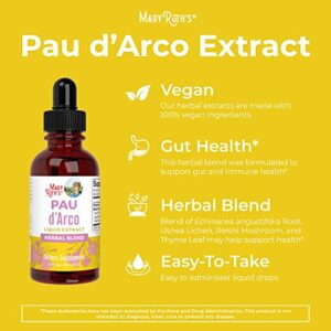 MaryRuth Organics PAU d'Arco Bark Liquid Herbal Supplement | Immune Support, Digestive & Gut Health | Echinacea, Usnea Lichen, Reishi Mushroom, Thyme Leaf | Vegan, Non-GMO | 1 Fl Oz, 1 Month Supply