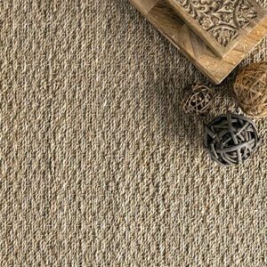 nuLOOM 8x10 Elijah Seagrass Area Rug, Dark Grey, Solid Farmhouse Style, Cotton Bordered, Basketweave, Natural Fiber, For Bedroom, Dining Room, Living Room, Hallway, Office, Kitchen, Entryway