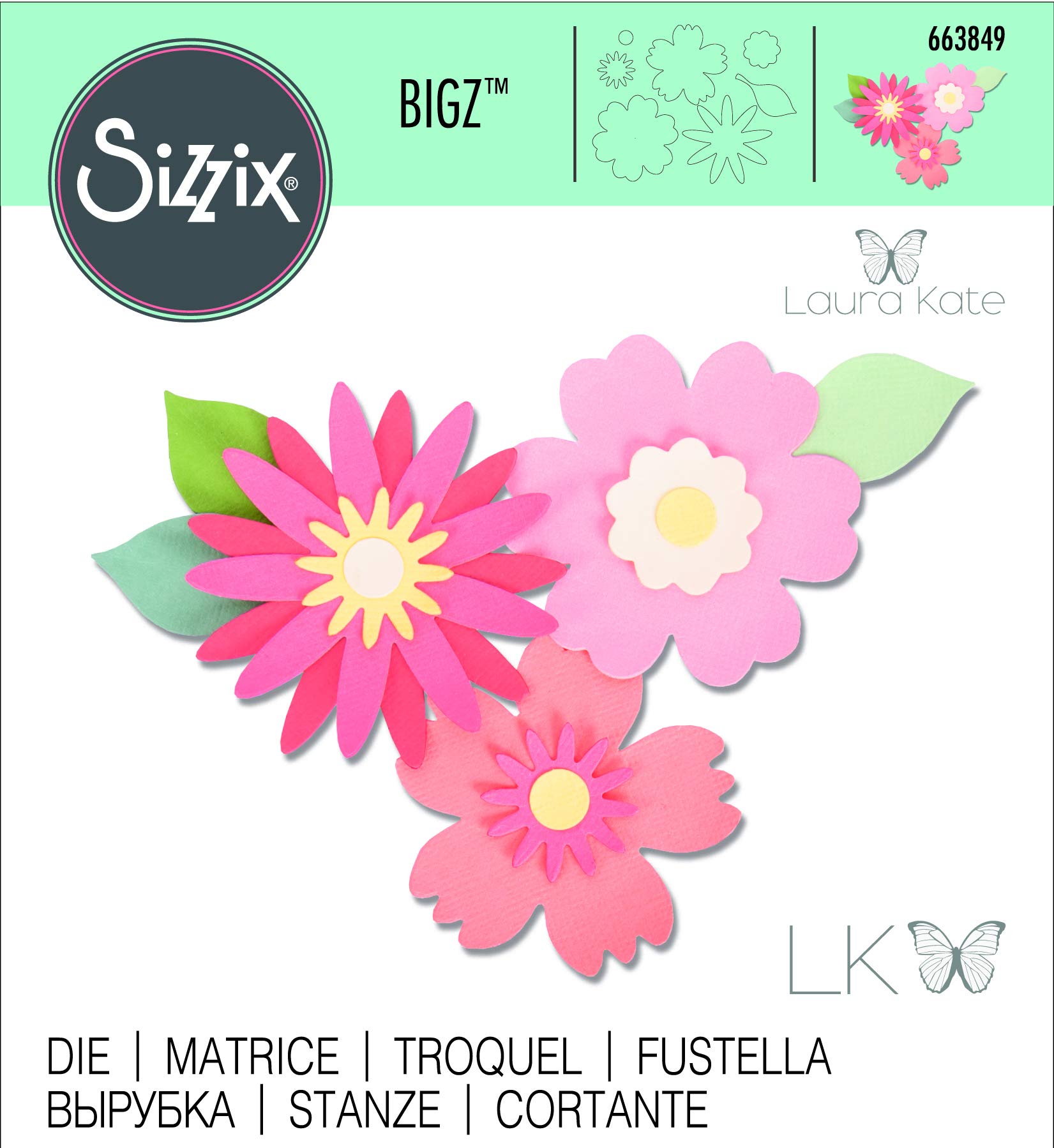 Sizzix Bigz Die , Bold Blossoms by Laura Kate Cutting dies, Multicolor