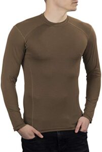 281z mens military moisture wicking base layer shirt - tactical training army professional - polartec delta - odor resist - cool touch (coyote brown, large)