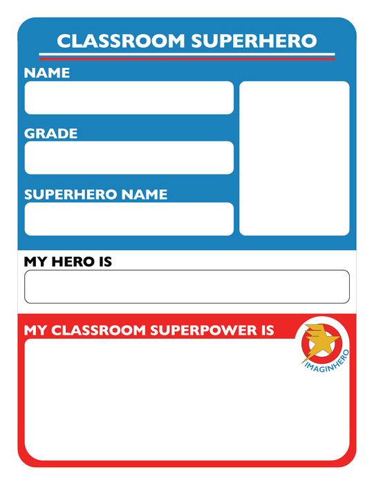 Imaginhero Classroom Superhero Worksheet