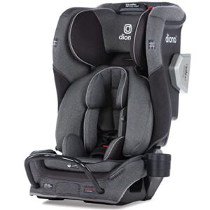 diono radian 3qxt 4-in-1 rear and forward facing convertible car seat, safe plus engineering, 4 stage infant protection, 10 years 1 car seat, slim fit 3 across, gray slate