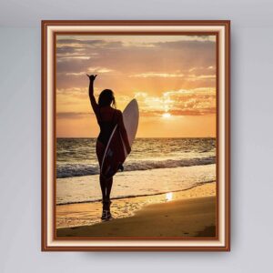 Mahala Surfer Girl - Beach Wall Art, This Beach Sunset Theme Wall Decor Print Is Ideal For Home Decor, Bedroom Wall Art, Lake House Decor, Office Decor, Ocean & Surfing Theme Decor. Unframed - 8x10