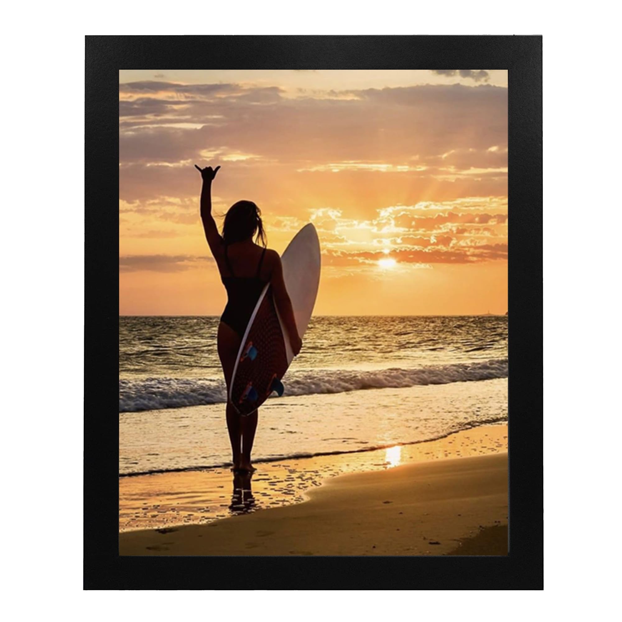 Mahala Surfer Girl - Beach Wall Art, This Beach Sunset Theme Wall Decor Print Is Ideal For Home Decor, Bedroom Wall Art, Lake House Decor, Office Decor, Ocean & Surfing Theme Decor. Unframed - 8x10