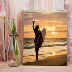 Mahala Surfer Girl - Beach Wall Art, This Beach Sunset Theme Wall Decor Print Is Ideal For Home Decor, Bedroom Wall Art, Lake House Decor, Office Decor, Ocean & Surfing Theme Decor. Unframed - 8x10