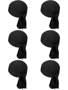 6 pieces sweat wicking beanie cap helmet liner skull cap breathable cycling head wrap for women men outdoor activities (black)