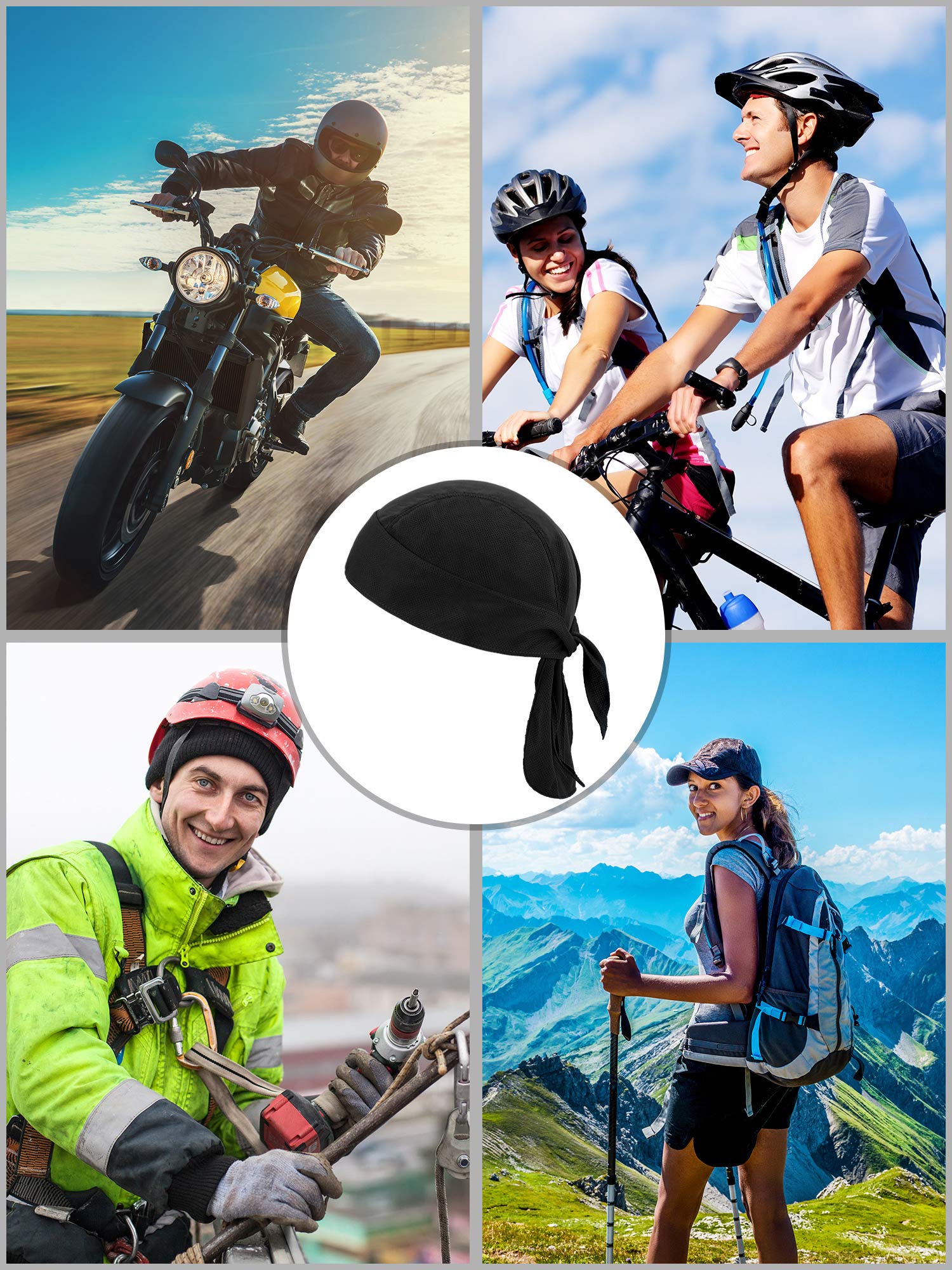 6 Pieces Sweat Wicking Beanie Cap Helmet Liner Skull Cap Breathable Cycling Head Wrap for Women Men Outdoor Activities (Black)