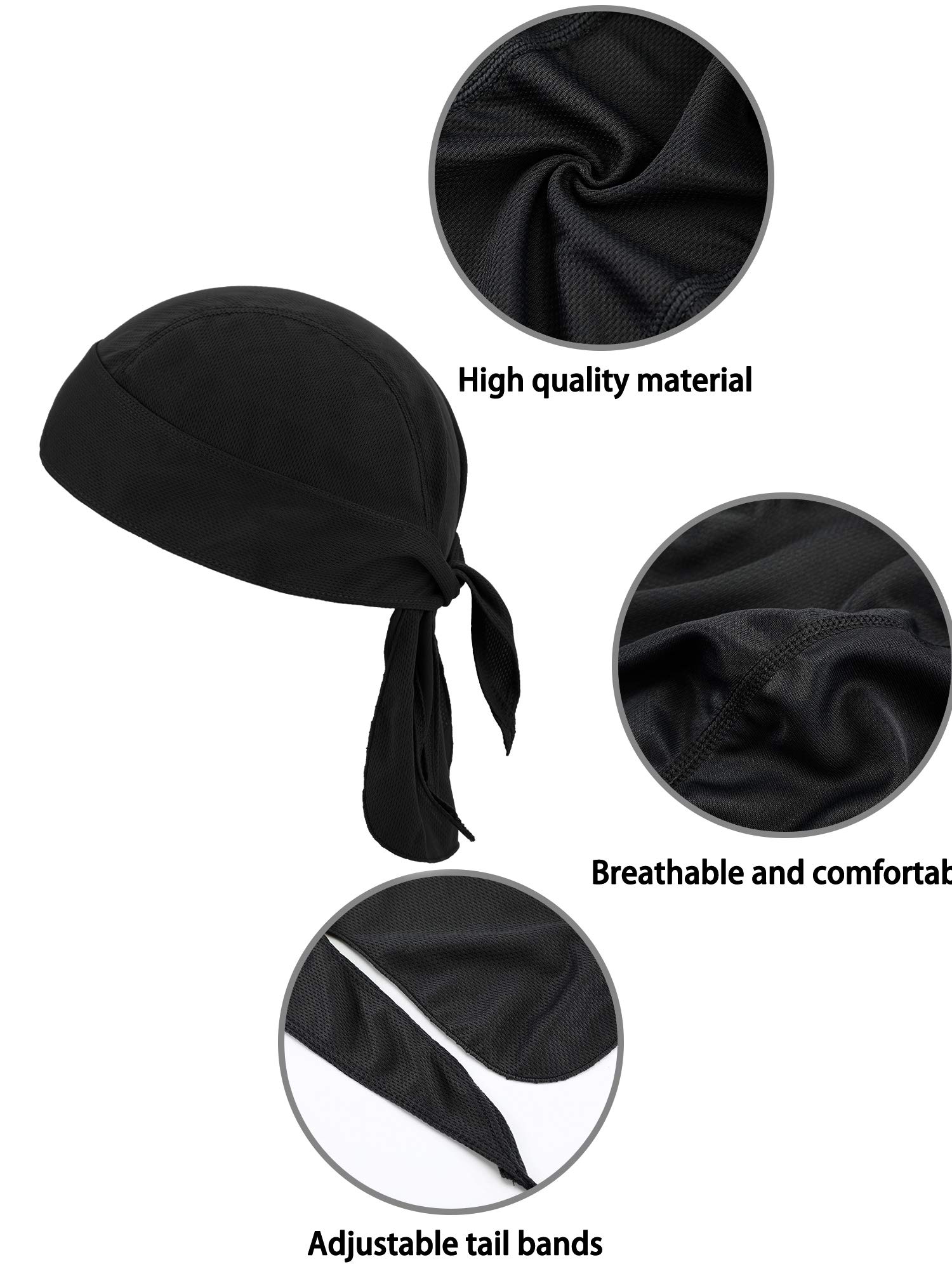 6 Pieces Sweat Wicking Beanie Cap Helmet Liner Skull Cap Breathable Cycling Head Wrap for Women Men Outdoor Activities (Black)