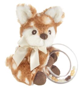 bearington baby lil' willow plush fawn shaker toy ring rattle, 5 inches
