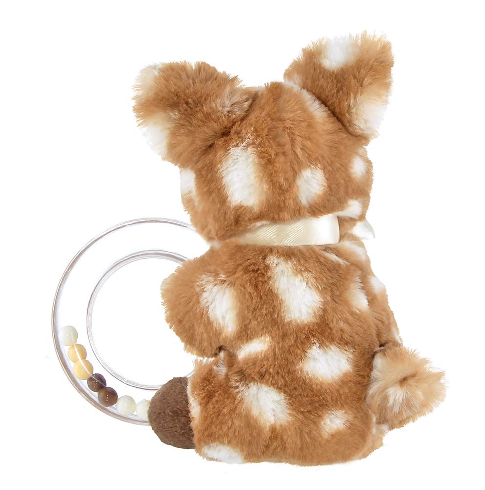 Bearington Baby Lil' Willow Plush Fawn Shaker Toy Ring Rattle, 5 inches