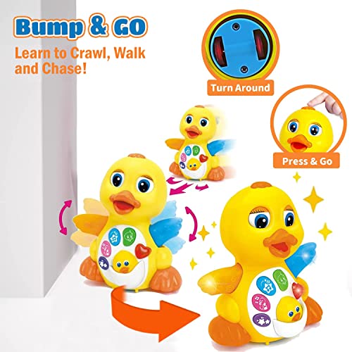 Liberty Imports Musical Dancing Duck Toy Walking Singing Yellow Ducky Moving Toys for Baby with Music & LED Lights for Toddlers, Infant Learning Development