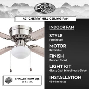 Portage Bay 51490 Cherry Hill Ceiling Fan, 42, Brushed Nickel