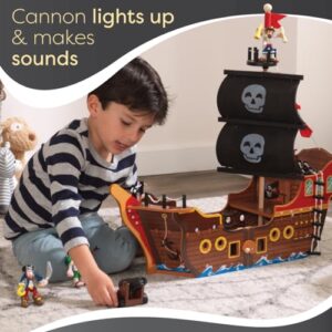 KidKraft Adventure Bound™: Wooden Pirate Ship Play Set with Lights and Sounds, Pirate Figures, 8 Pieces Included, Gift for Ages 3+