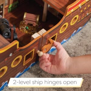 KidKraft Adventure Bound™: Wooden Pirate Ship Play Set with Lights and Sounds, Pirate Figures, 8 Pieces Included, Gift for Ages 3+