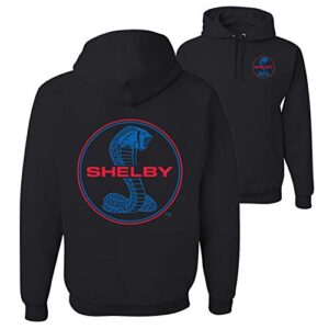 wild bobby shelby cobra usa logo emblem powered by ford motors cars and trucks front and back unisex graphic hoodie sweatshirt, black, medium
