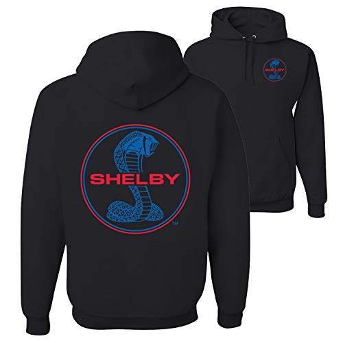 Wild Bobby Shelby Cobra USA Logo Emblem Powered by Ford Motors Cars and Trucks Front and Back Unisex Graphic Hoodie Sweatshirt, Black, Medium